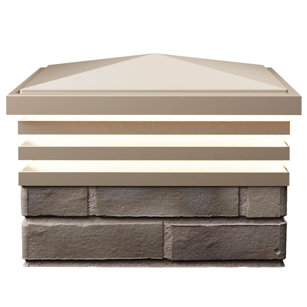 Колпак Zking Бона ХайТек Бежевый на столб 1.5х1.5 кирпича (385х385мм) с подсветкой в Кирово-Чепецке фото