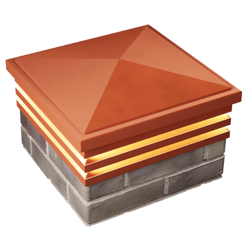 Колпак Zking Бона ХайТек Красный на столб 1.5х1.5 кирпича (385х385мм) с подсветкой в Кирово-Чепецке фото