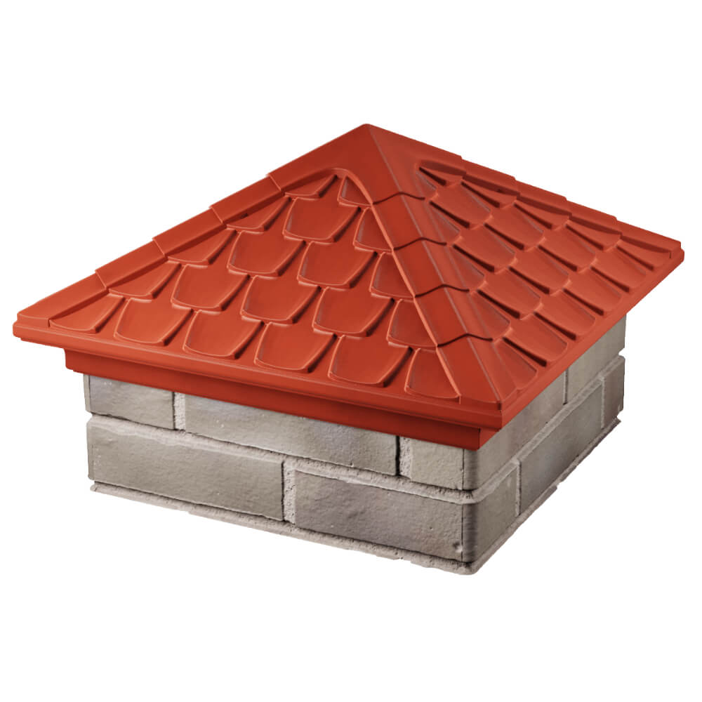 Колпак Zking Эльбрус Красный на столб 1.5х1.5 кирпича (385х385мм) в Кирово-Чепецке фото