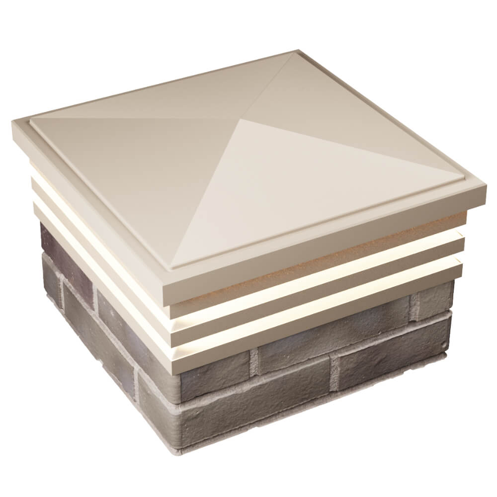 Колпак Zking Бона ХайТек Бежевый на столб 1.5х1.5 кирпича (385х385мм) с подсветкой в Кирово-Чепецке фото