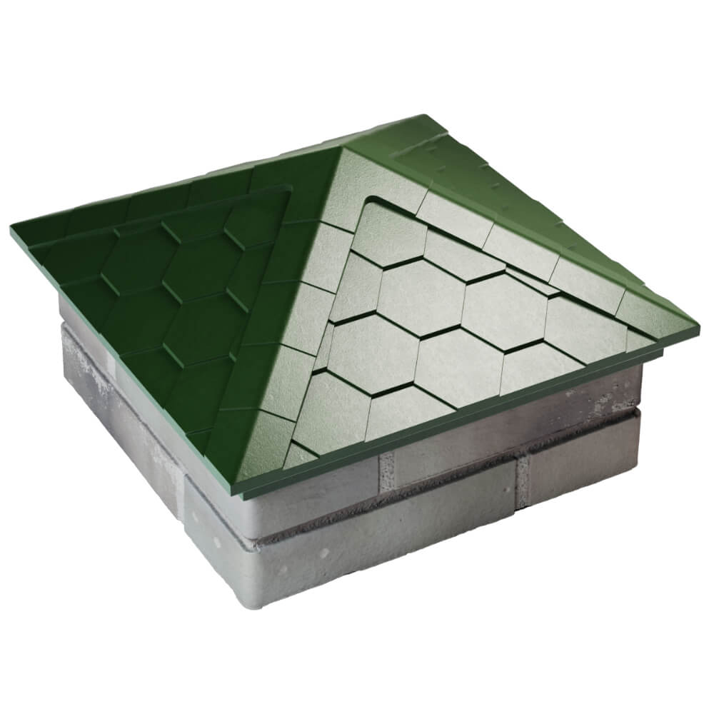 Колпак Zking Эверест Зеленый на столб 1.5х1.5 кирпича (390х390мм) в Кирово-Чепецке фото