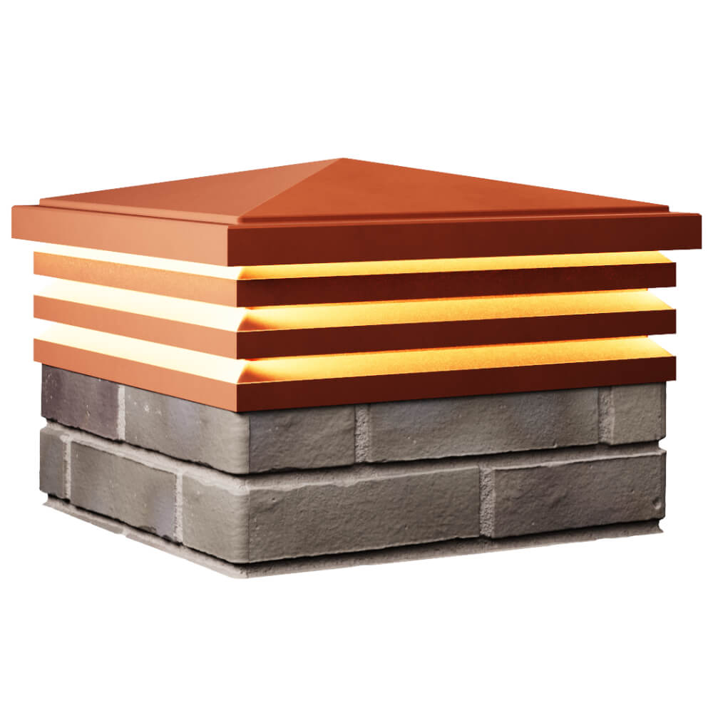 Колпак Zking Бона ХайТек Красный на столб 1.5х1.5 кирпича (385х385мм) с подсветкой в Кирово-Чепецке фото