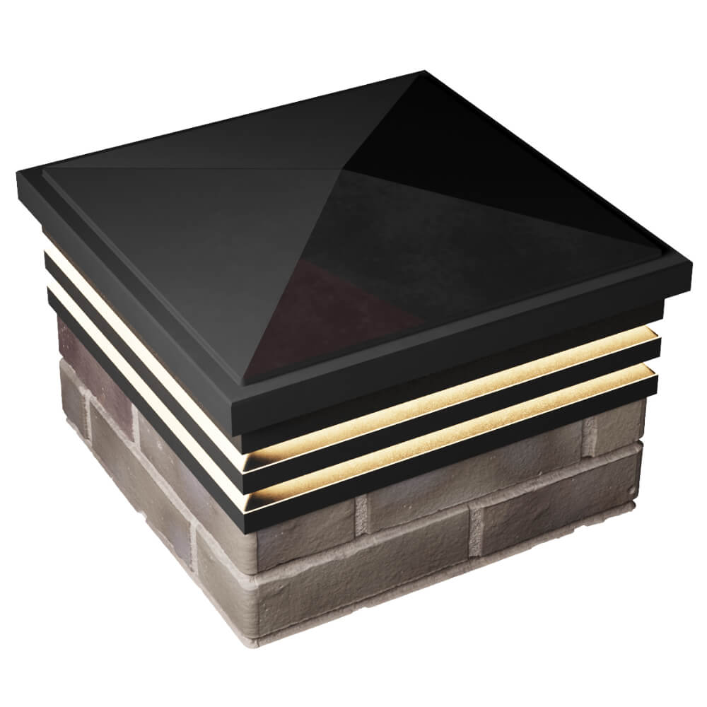 Колпак Zking Бона ХайТек Черный на столб 1.5х1.5 кирпича (385х385мм) с подсветкой в Кирово-Чепецке фото