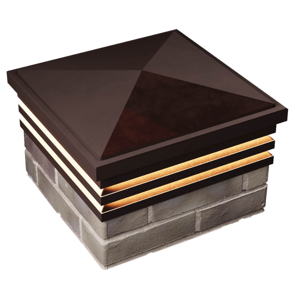 Колпак Zking Бона ХайТек Коричневый на столб 1.5х1.5 кирпича (385х385мм) с подсветкой в Кирово-Чепецке фото