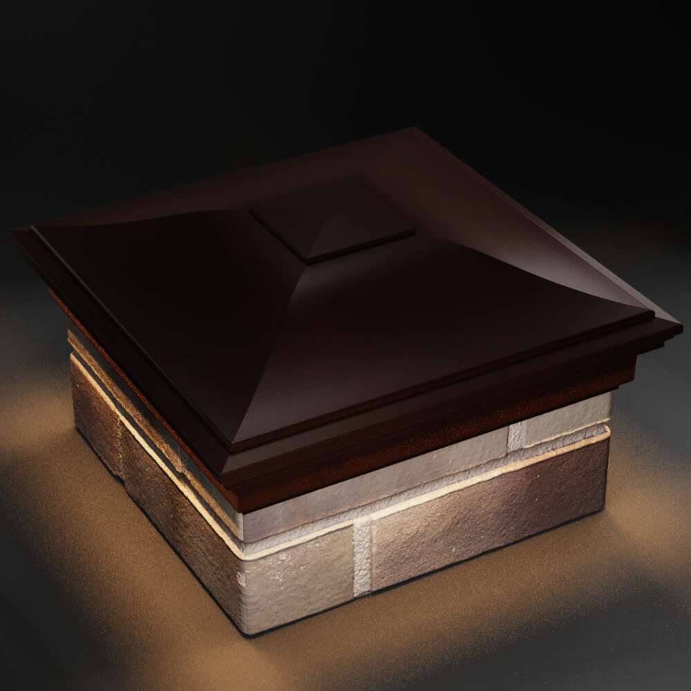 Колпак Zking Монблан Коричневый на столб 1.5х1.5 кирпича (385х385мм) с подсветкой в Кирово-Чепецке фото