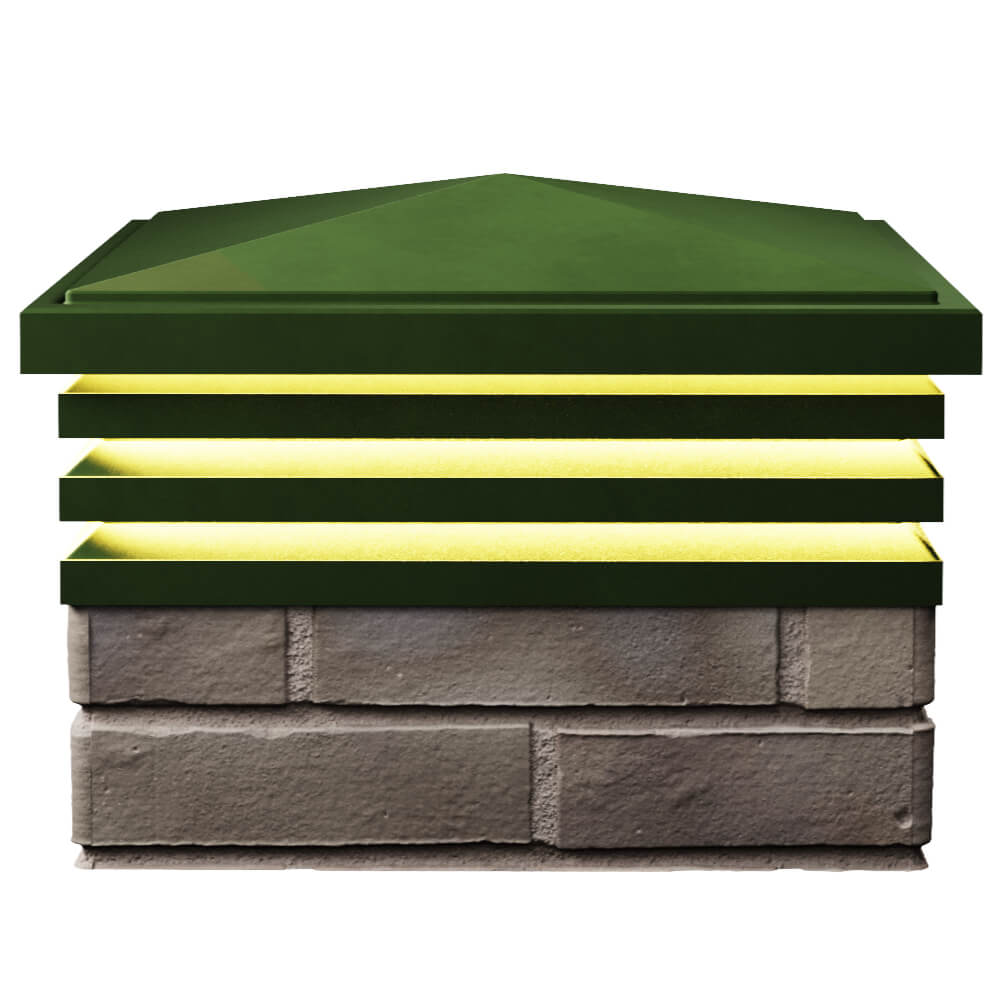 Колпак Zking Бона ХайТек Зеленый на столб 1.5х1.5 кирпича (385х385мм) с подсветкой в Кирово-Чепецке фото