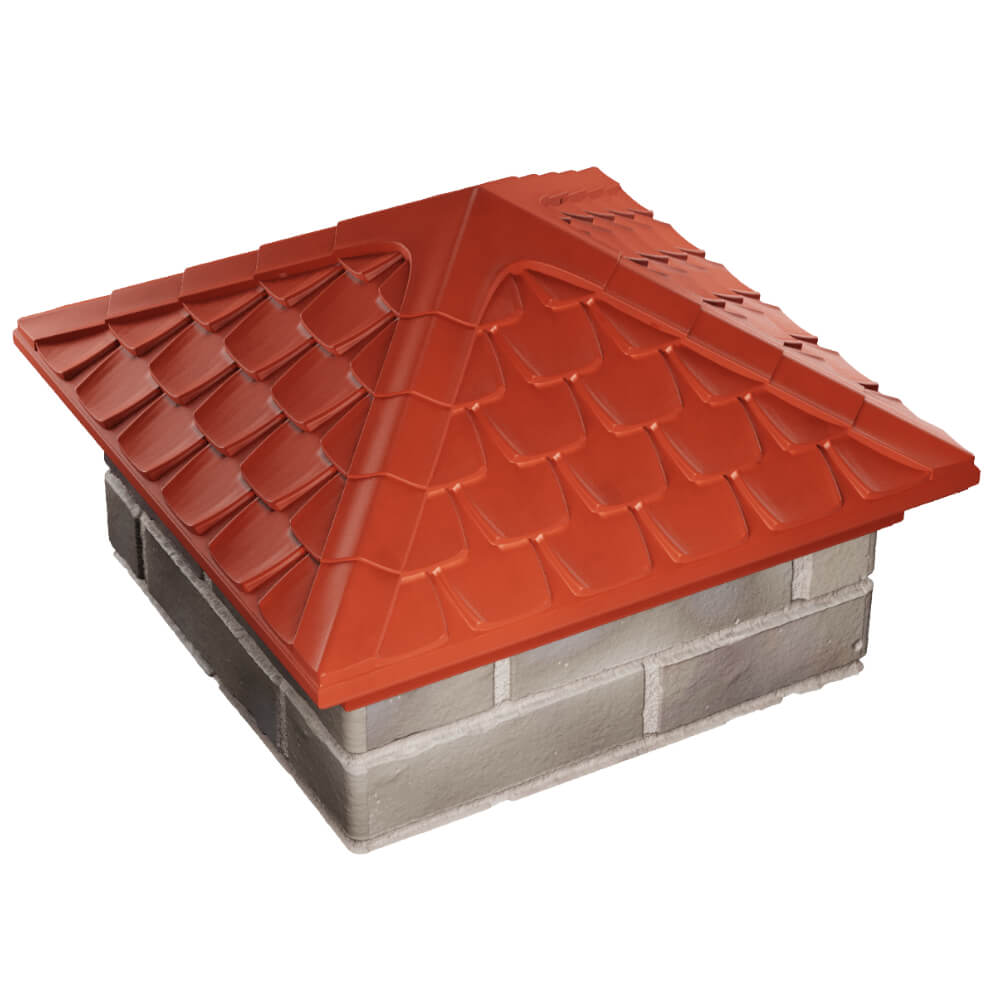 Колпак Zking Эльбрус Красный на столб 1.5х1.5 кирпича (385х385мм) в Кирово-Чепецке фото