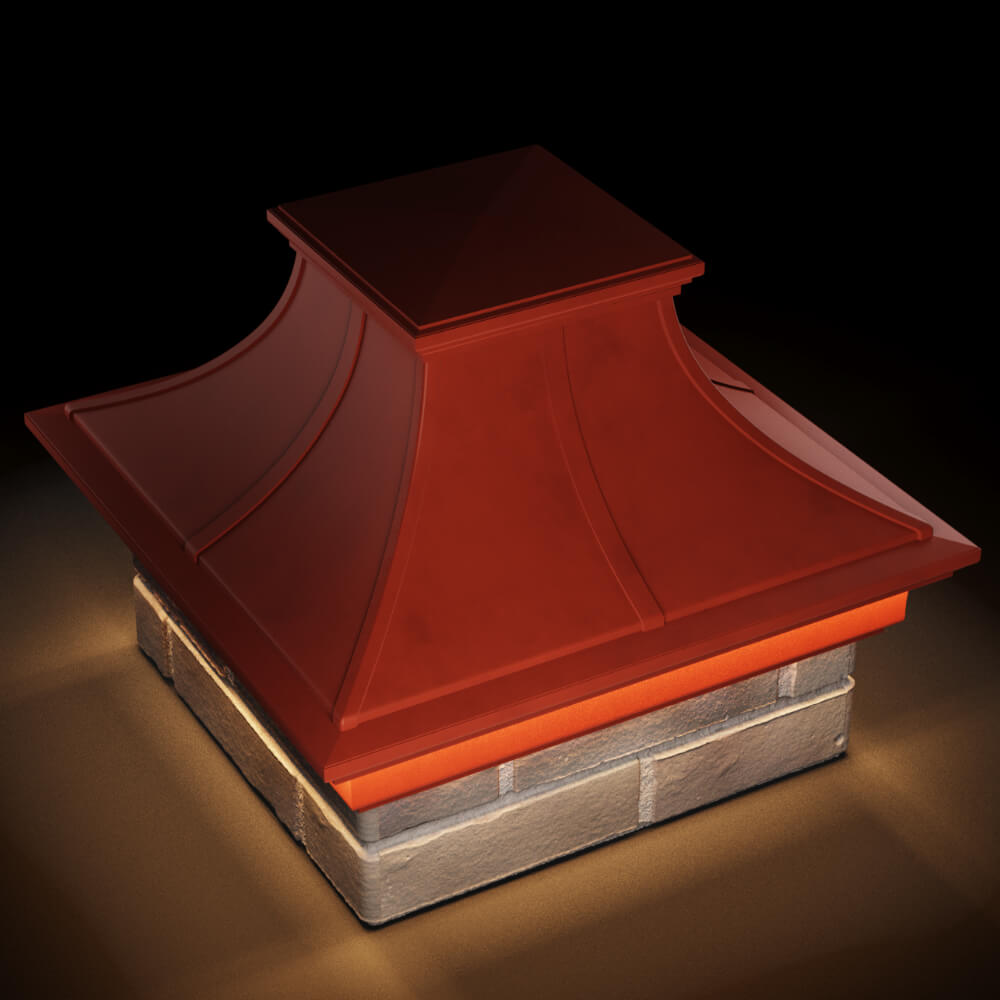 Колпак Zking Монблан Премиум Красный на столб 1.5х1.5 кирпича (385х385мм) с подсветкой в Кирово-Чепецке фото