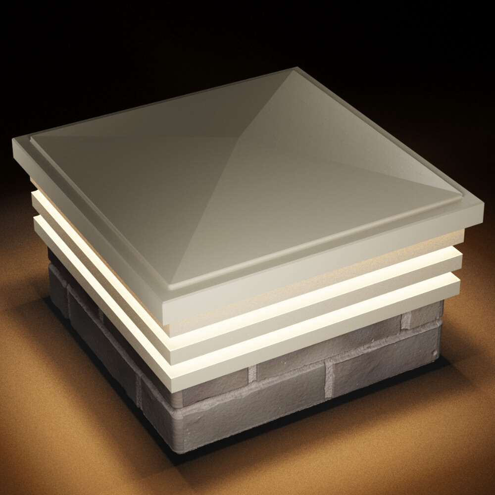 Колпак Zking Бона ХайТек Бежевый на столб 1.5х1.5 кирпича (385х385мм) с подсветкой в Кирово-Чепецке фото