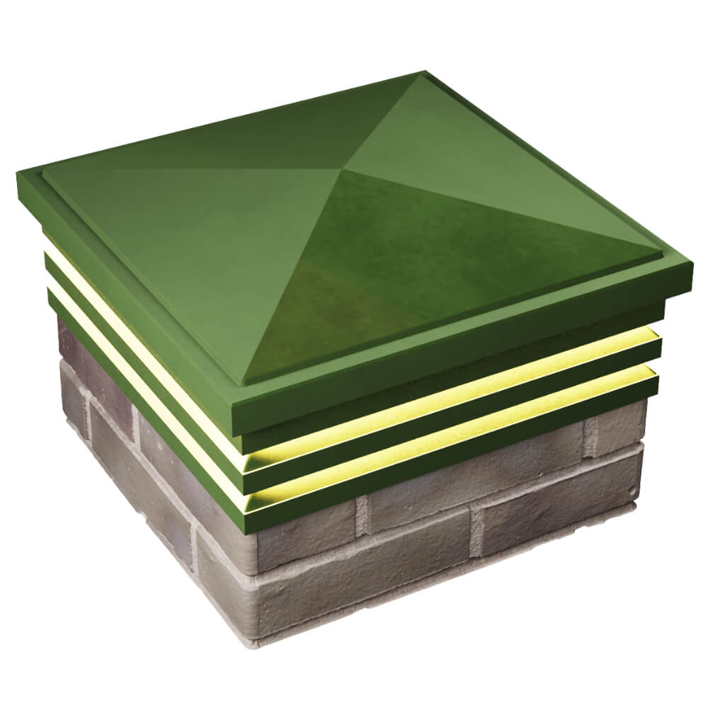 Колпак Zking Бона ХайТек Зеленый на столб 1.5х1.5 кирпича (385х385мм) с подсветкой в Кирово-Чепецке фото