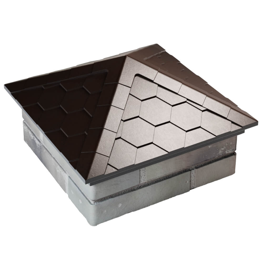 Колпак Zking Эверест Коричневый на столб 1.5х1.5 кирпича (390х390мм) в Кирово-Чепецке фото