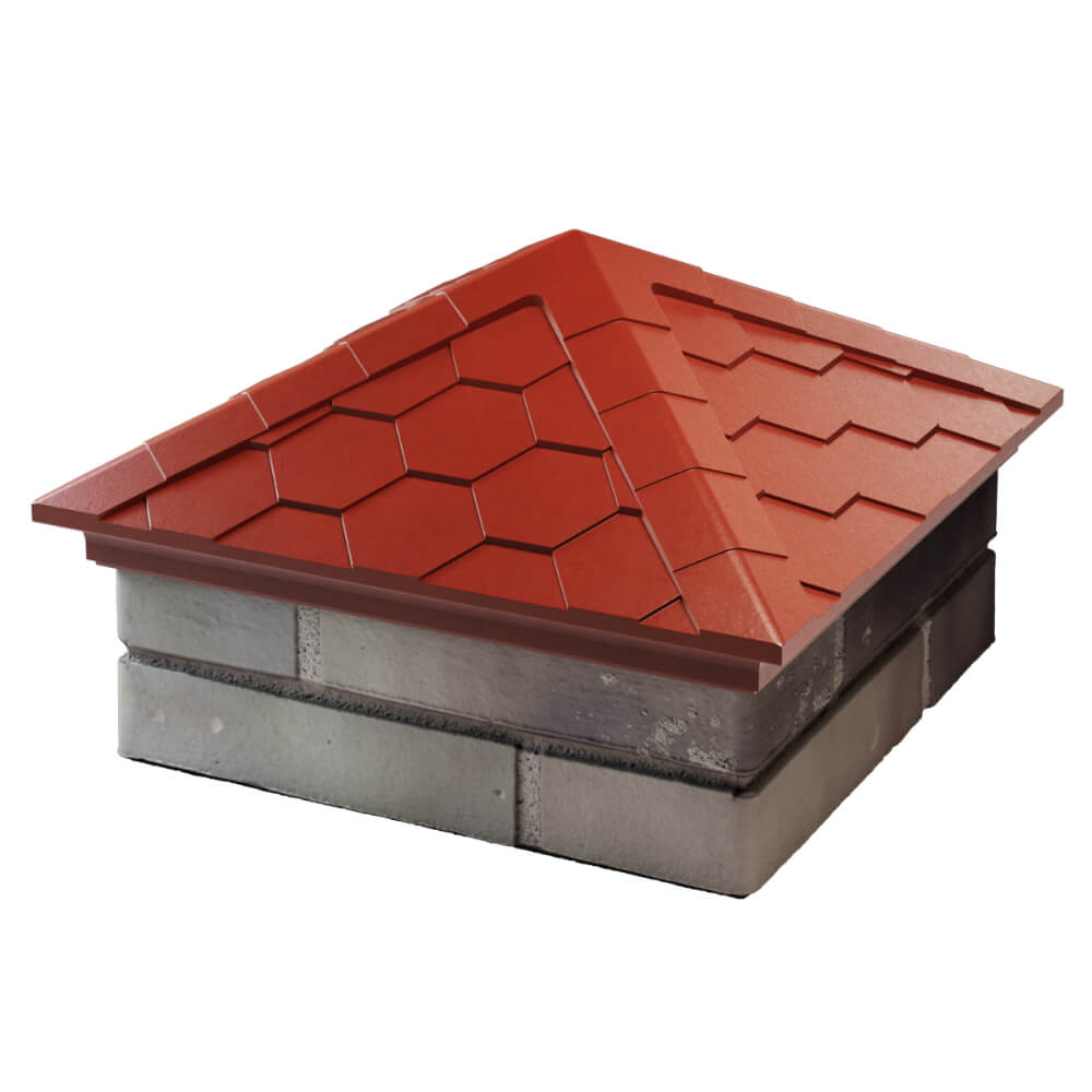 Колпак Zking Эверест Красный на столб 1.5х1.5 кирпича (390х390мм) в Кирово-Чепецке фото