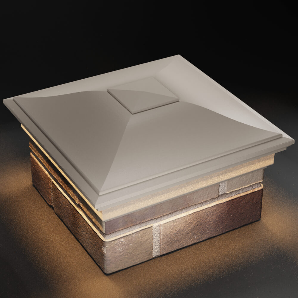 Колпак Zking Монблан Бежевый на столб 1.5х1.5 кирпича (385х385мм) с подсветкой в Кирово-Чепецке фото