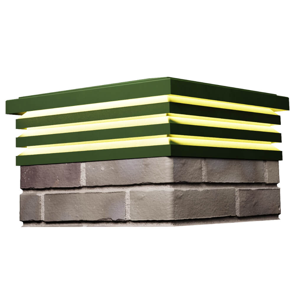 Колпак Zking Бона ХайТек Зеленый на столб 1.5х1.5 кирпича (385х385мм) с подсветкой в Кирово-Чепецке фото