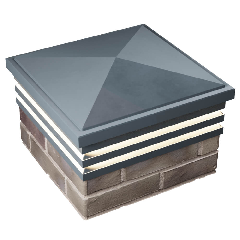 Колпак Zking Бона ХайТек Серый на столб 1.5х1.5 кирпича (385х385мм) с подсветкой в Кирово-Чепецке фото