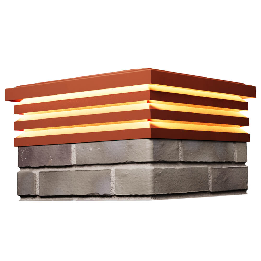 Колпак Zking Бона ХайТек Красный на столб 1.5х1.5 кирпича (385х385мм) с подсветкой в Кирово-Чепецке фото