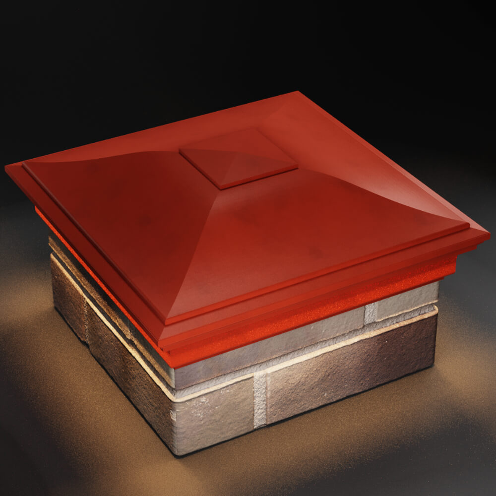 Колпак Zking Монблан Красный на столб 1.5х1.5 кирпича (385х385мм) с подсветкой в Кирово-Чепецке фото