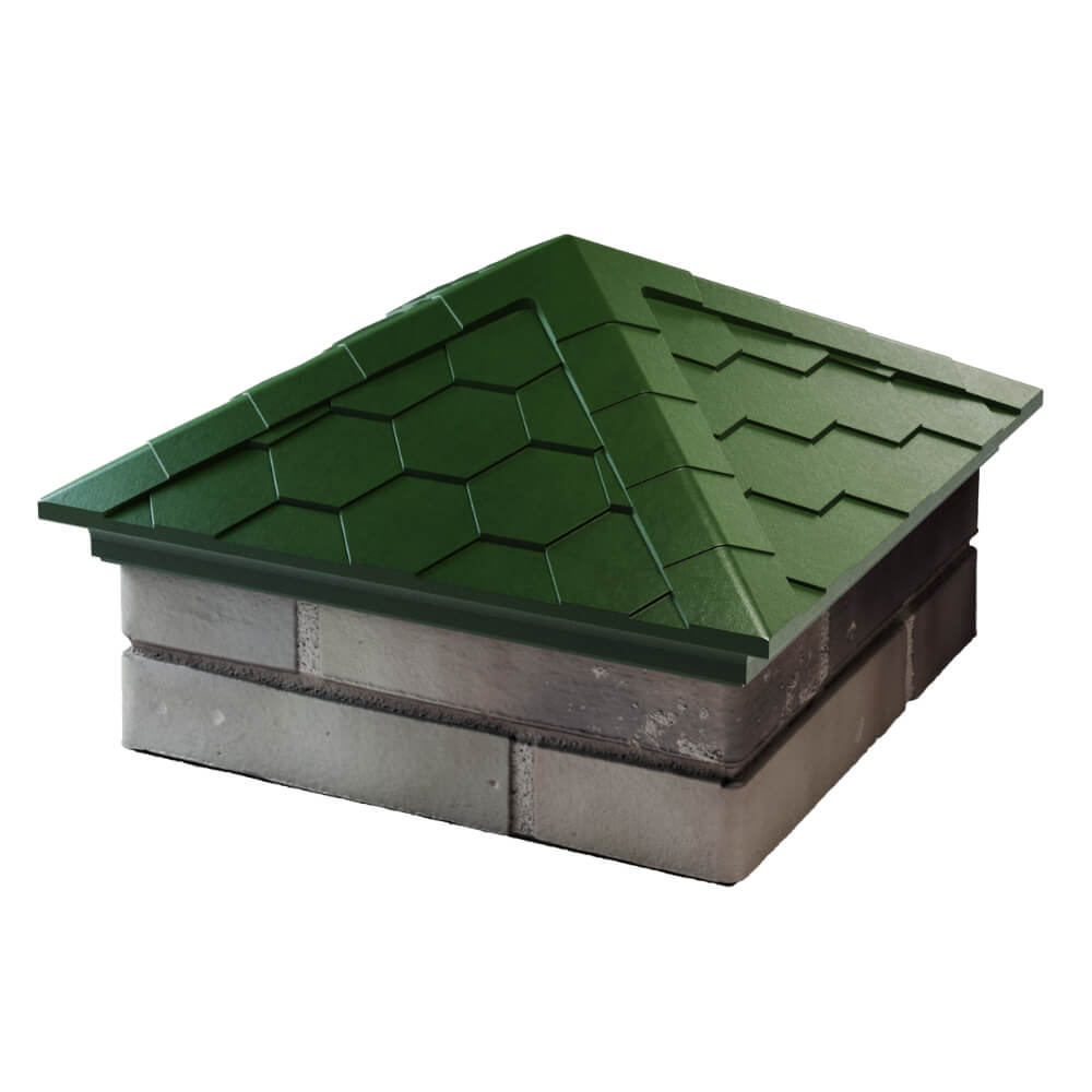 Колпак Zking Эверест Зеленый на столб 1.5х1.5 кирпича (390х390мм) в Кирово-Чепецке фото