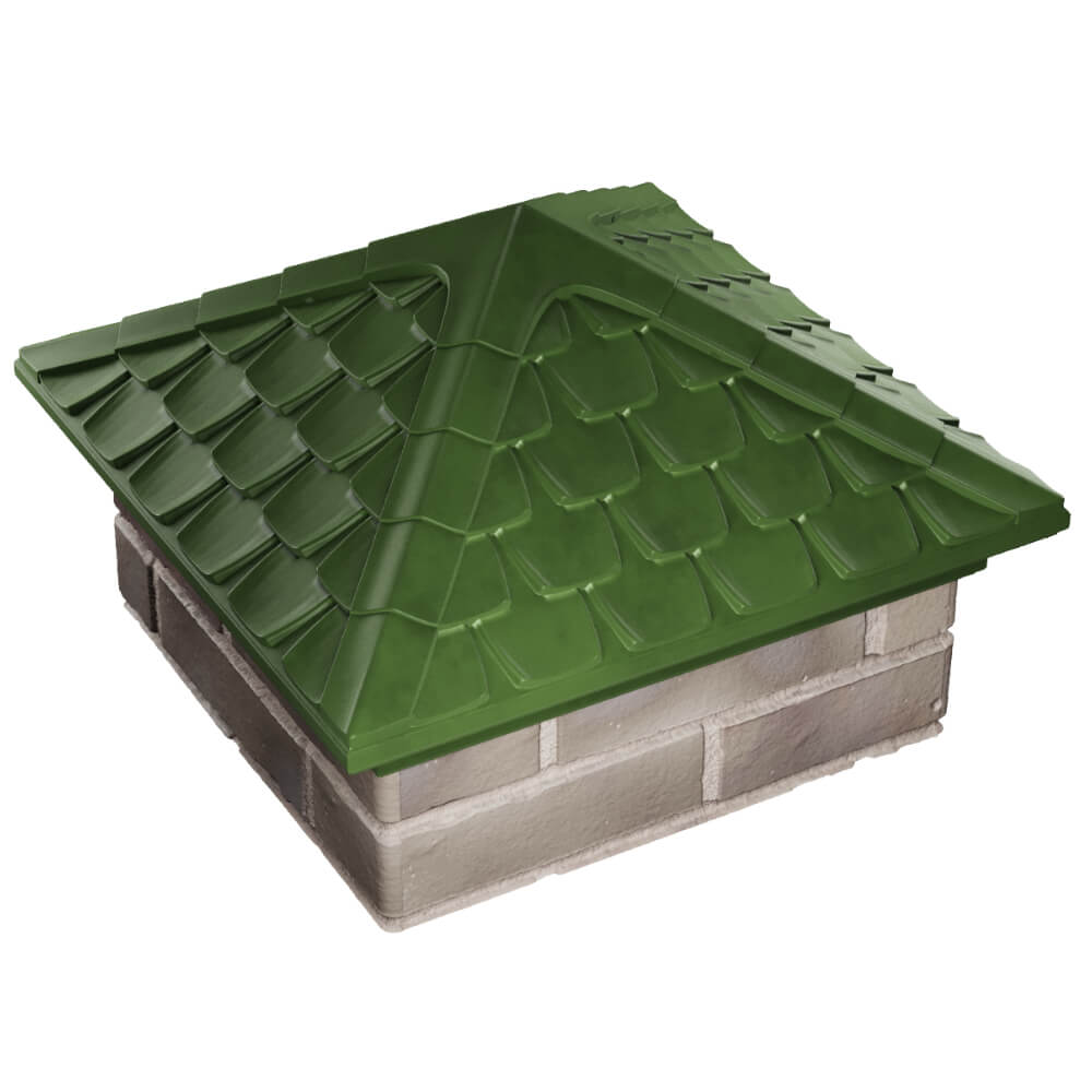 Колпак Zking Эльбрус Зеленый на столб 1.5х1.5 кирпича (385х385мм) в Кирово-Чепецке фото