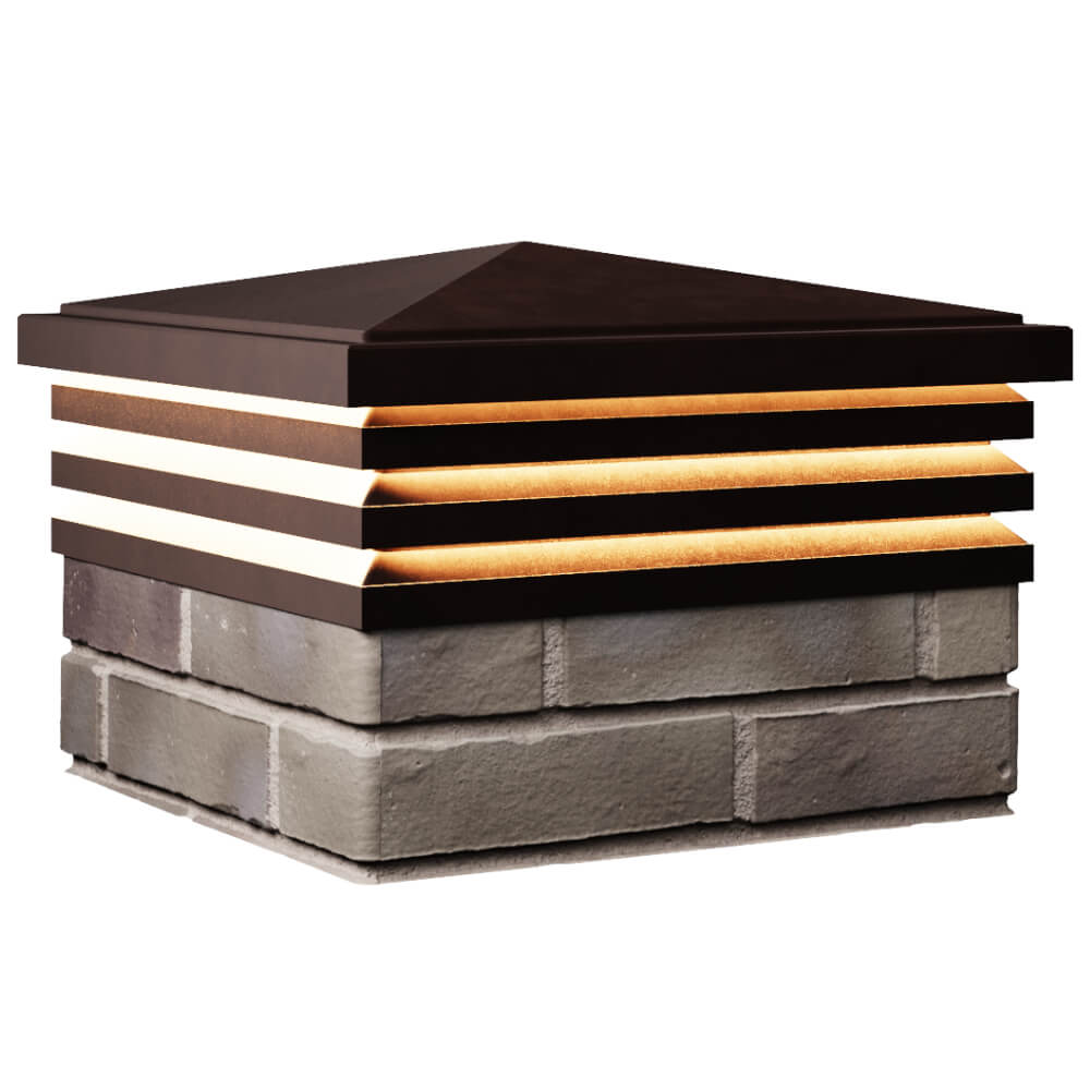 Колпак Zking Бона ХайТек Коричневый на столб 1.5х1.5 кирпича (385х385мм) с подсветкой в Кирово-Чепецке фото