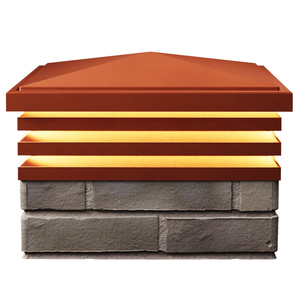 Колпак Zking Бона ХайТек Красный на столб 1.5х1.5 кирпича (385х385мм) с подсветкой в Кирово-Чепецке фото