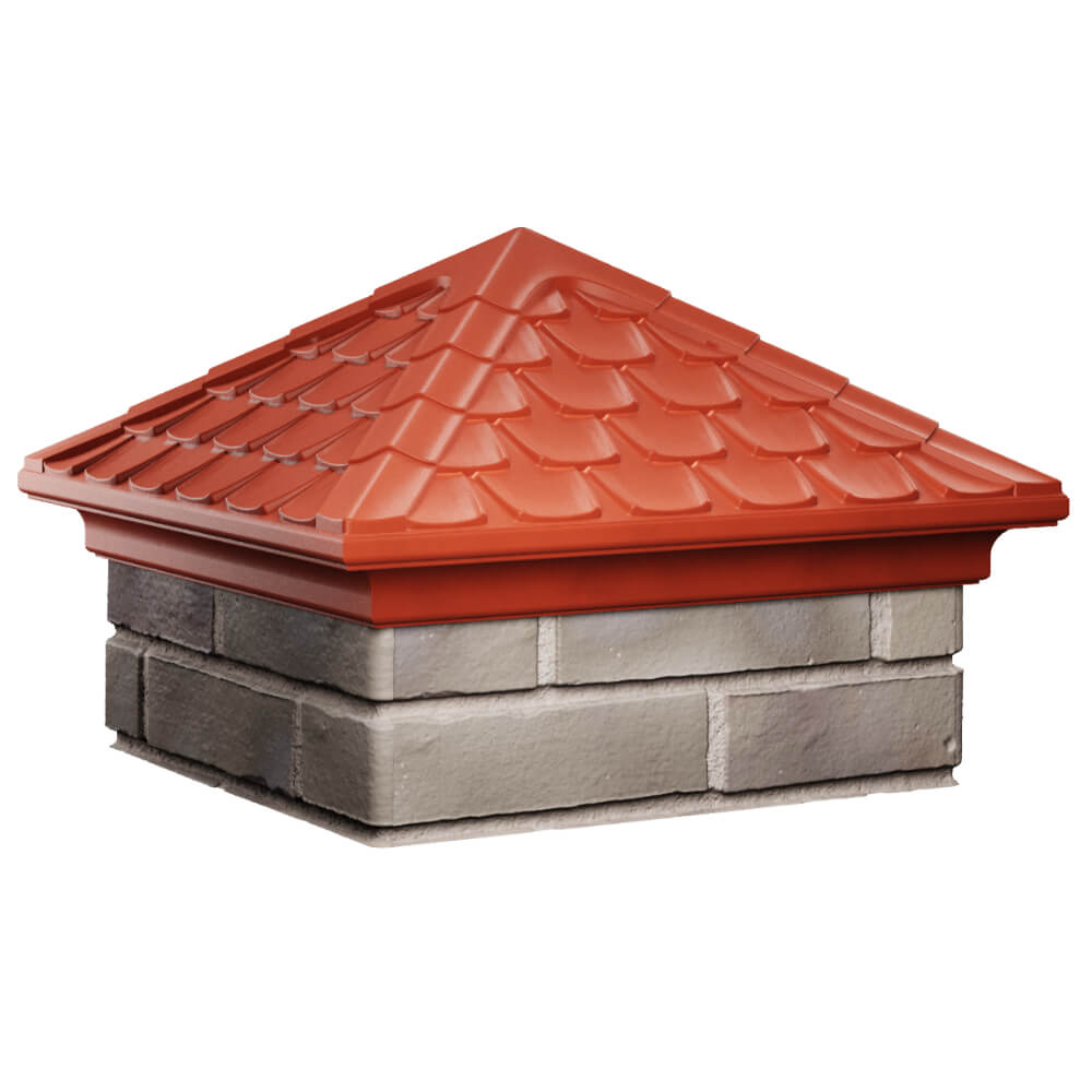 Колпак Zking Эльбрус Красный на столб 1.5х1.5 кирпича (385х385мм) в Кирово-Чепецке фото