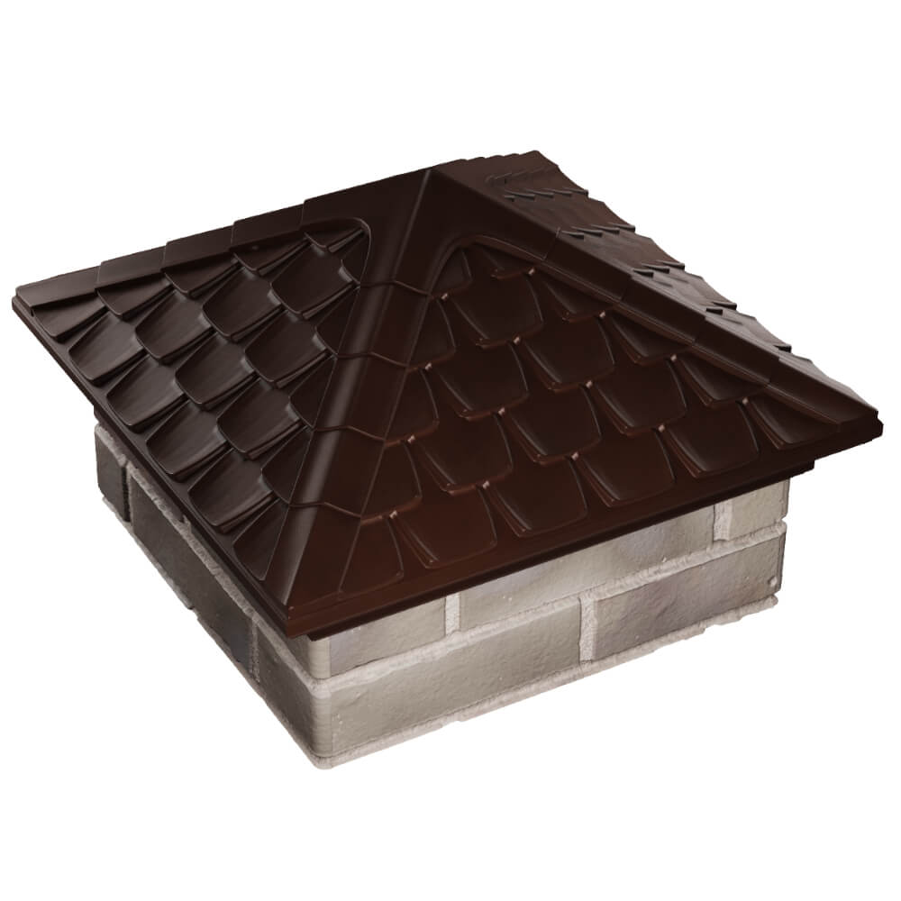 Колпак Zking Эльбрус Коричневый на столб 1.5х1.5 кирпича (385х385мм) в Кирово-Чепецке фото