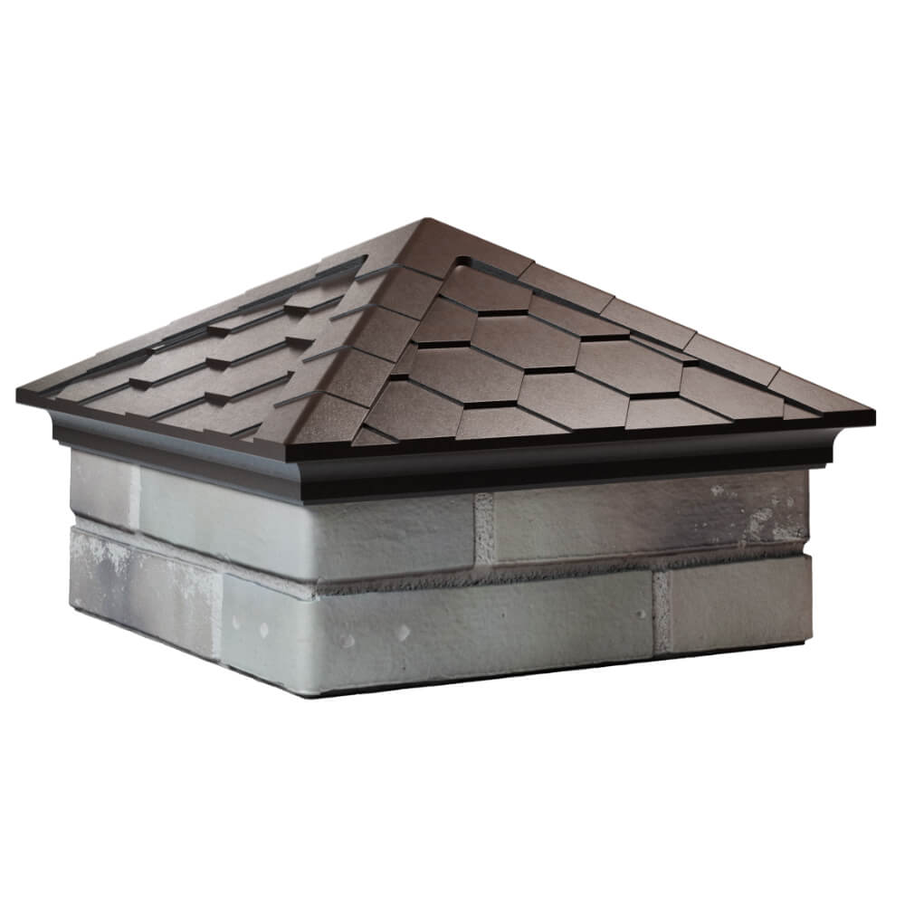 Колпак Zking Эверест Коричневый на столб 1.5х1.5 кирпича (390х390мм) в Кирово-Чепецке фото