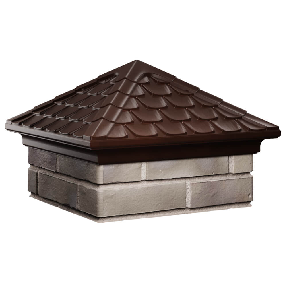 Колпак Zking Эльбрус Коричневый на столб 1.5х1.5 кирпича (385х385мм) в Кирово-Чепецке фото