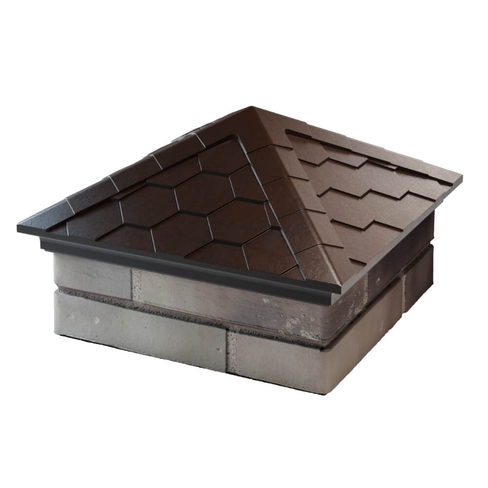 Колпак Zking Эверест Коричневый на столб 1.5х1.5 кирпича (390х390мм) в Кирово-Чепецке фото