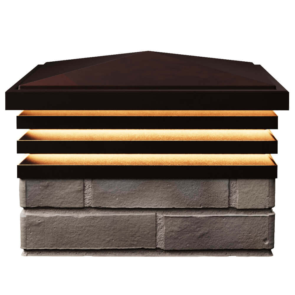 Колпак Zking Бона ХайТек Коричневый на столб 1.5х1.5 кирпича (385х385мм) с подсветкой в Кирово-Чепецке фото